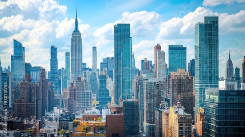 City Skyline with urban skyscrapers on clear sky background. photo