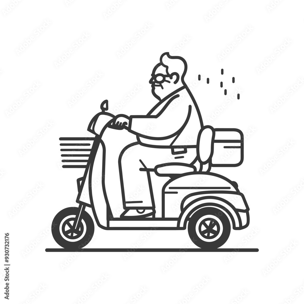 Elderly Man Riding a Mobility Scooter