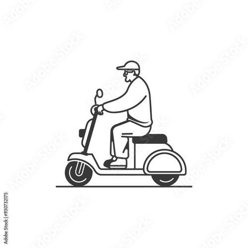Elderly Man Riding a Motorized Scooter