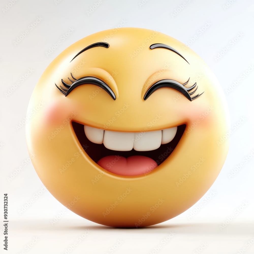 Fototapeta premium Joyful emoji with a big grin and sparkling eyes radiating happiness and excitement in a cheerful setting