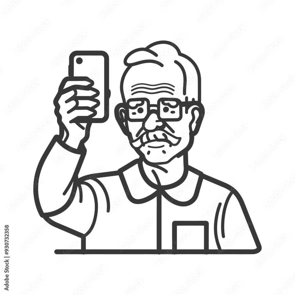 Elderly Man Taking a Selfie with a Smartphone Elderly Man Taking a Selfie with a Smartphone
