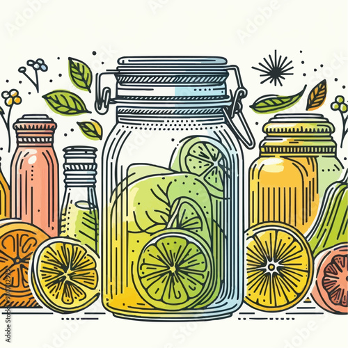 illustration of a jar of honey and nuts