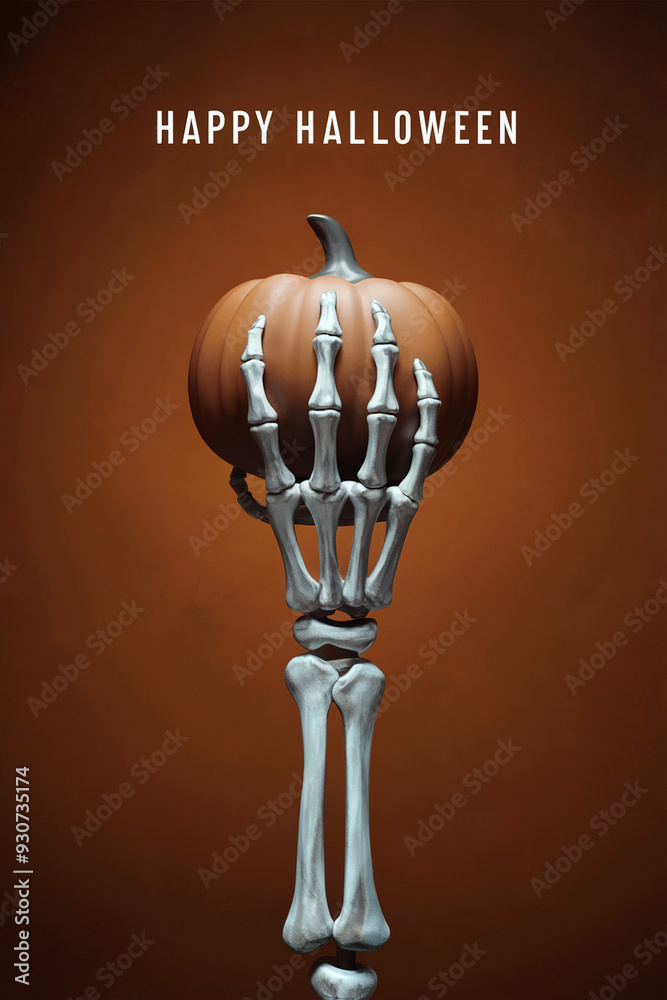pumpkin with minimal happy halloween text poster design with plain background pumpkin with minimal happy halloween text poster design with plain background