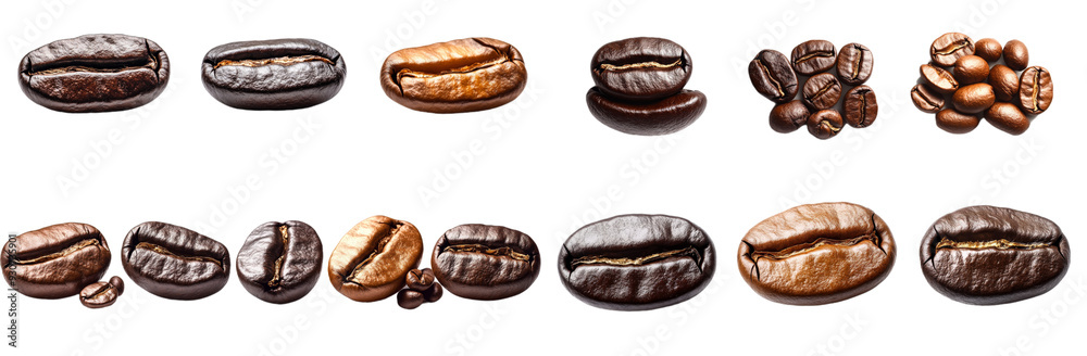 coffee beans showcasing different roasts and textures, evoking sense of warmth and richness. coffee beans showcasing different roasts and textures, evoking sense of warmth and richness.