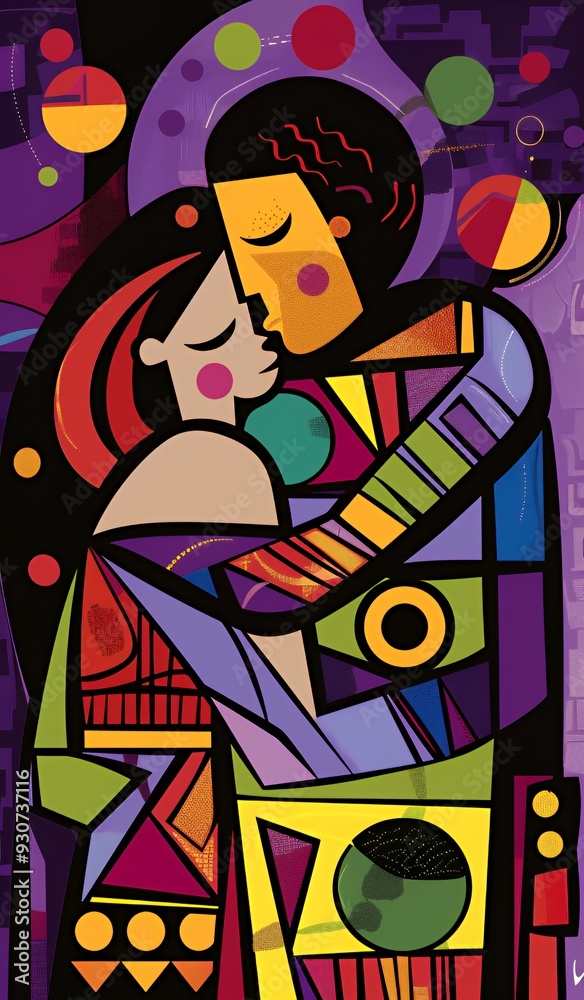 A colorful abstract depiction of a couple embracing, symbolizing love and connection. A colorful abstract depiction of a couple embracing, symbolizing love and connection.