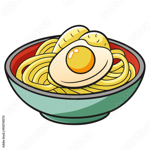 Delicious Pasta with Egg Vector Illustration - SVG, Cricut Files, Clipart & T-Shirt Graphics