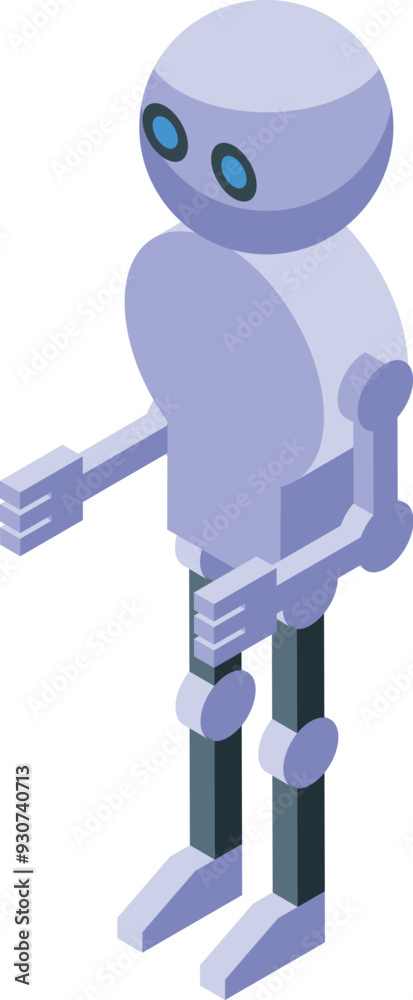 3d isometric icon of a modern robot, standing with arms outstretched 3d isometric icon of a modern robot, standing with arms outstretched