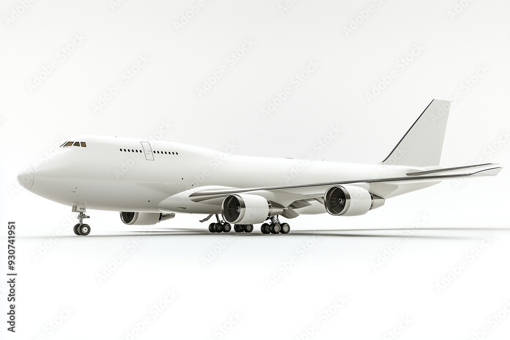 Naklejka premium white cargo plane isolated on white background