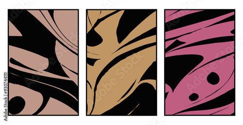 Set of 3 Abstract pattern. Illustration for printing on wall decorations. For use in graphics.