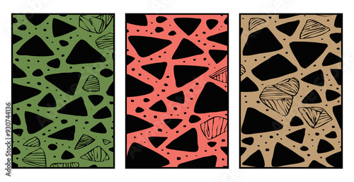 Set of 3 Abstract pattern. Illustration for printing on wall decorations. For use in graphics.