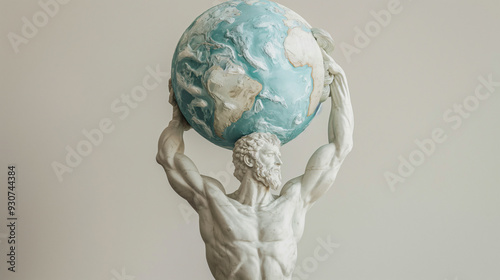 Greek statue holding globe  photo