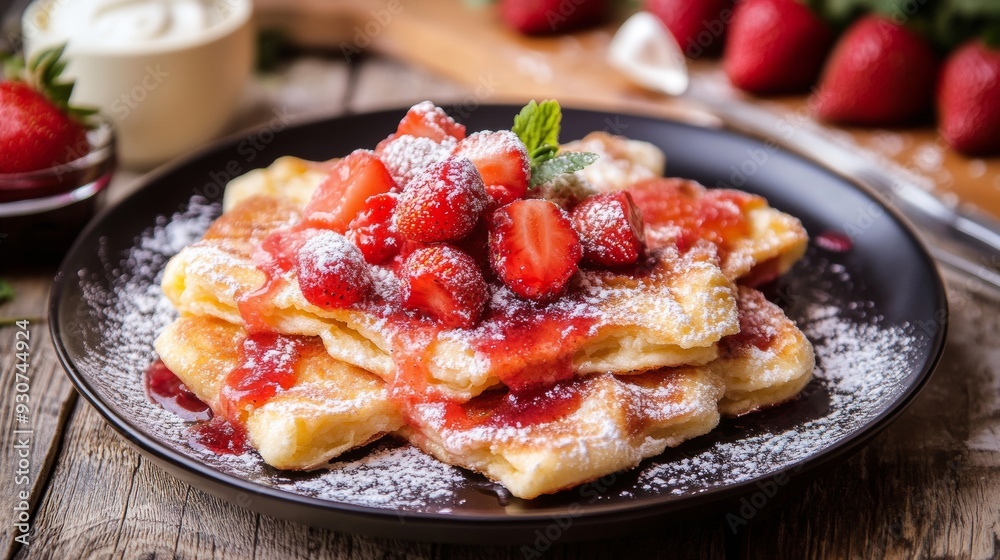 custom made wallpaper toronto digitalAustrian national cuisine: Kaiserschmarn with rice and strawberry sauce.