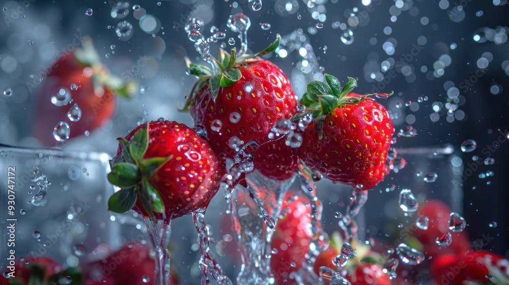 Fresh Strawberries Splashing in Water Fresh Strawberries Splashing in Water