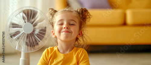 Children Enjoying Cool Air from Fan at Home