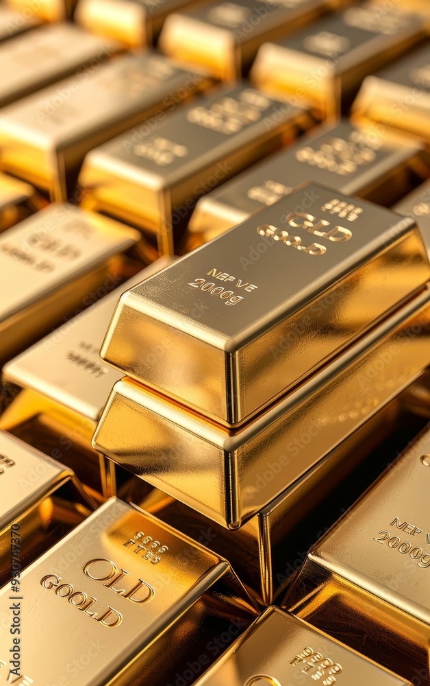 Gold bars stacked, Money, investment security Gold bars stacked, Money, investment security