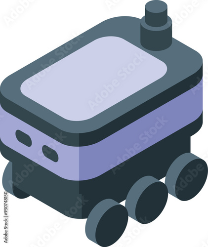 Autonomous robot is working, using artificial intelligence to deliver something