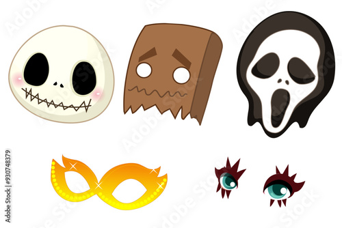 Scary Halloween Masks Vector Illustrations