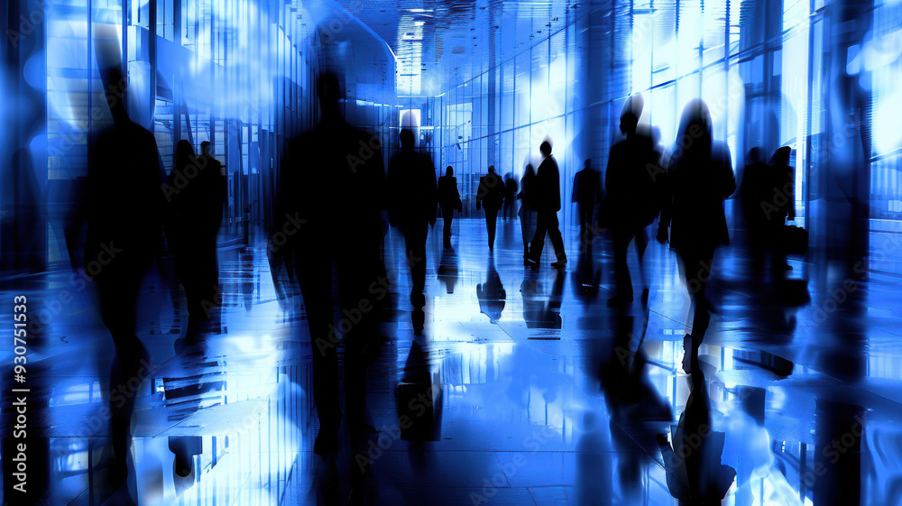 Blurred business activity in office Blurred business activity in office