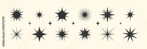 Sparkle stars icons collection. Spark asterisk shape set. Abstract Twinkle bling magic shine effect. Simple modern Element for card, banner, icon, logo, poster design