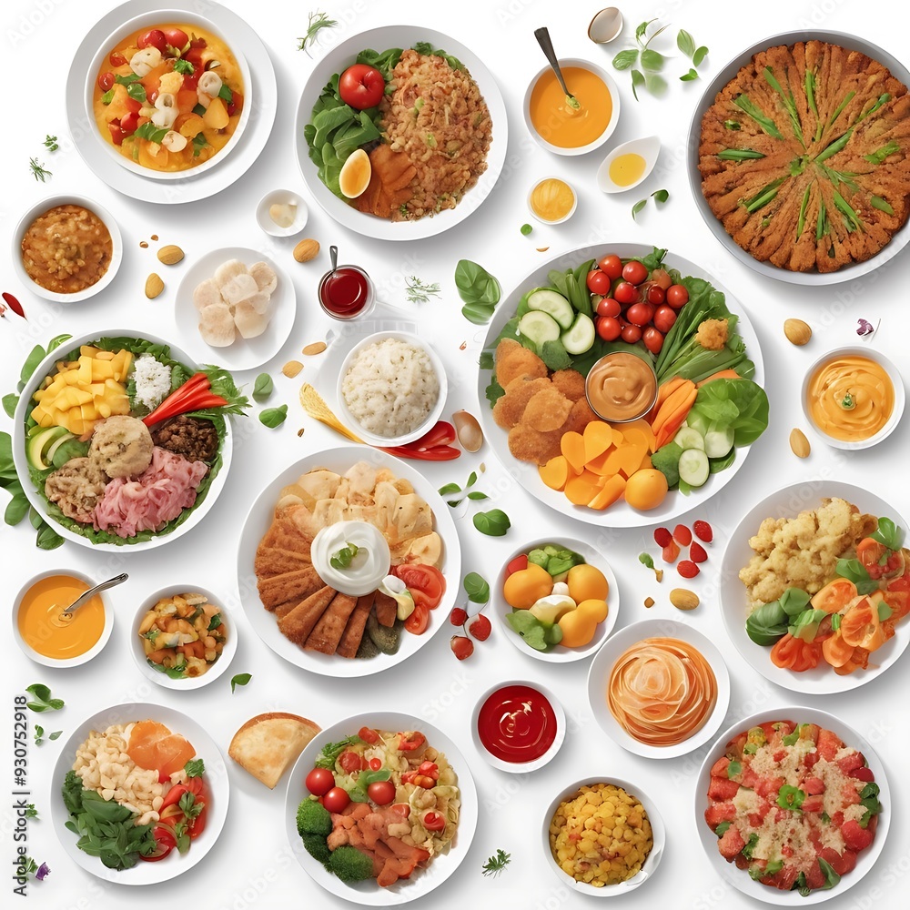 Food day decoration of meal, vegetables and fruits. Creative concept for healthy foods, fresh vegetables, fruit, with plate, food day celebration with attractive healthy food in white background Food day decoration of meal, vegetables and fruits. Creative concept for healthy foods, fresh vegetables, fruit, with plate, food day celebration with attractive healthy food in white background