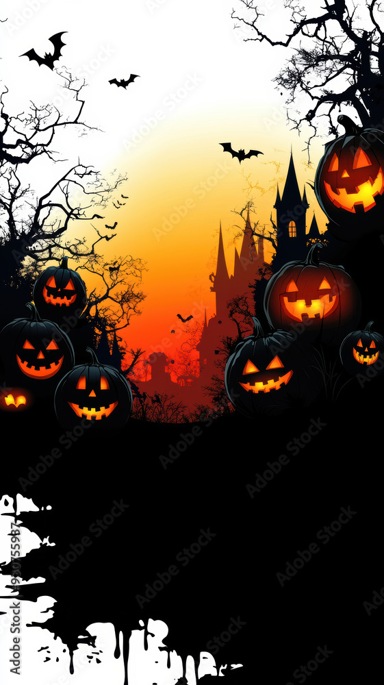 Blank Banner with Jack-o'-Lanterns for Halloween Blank Banner with Jack-o'-Lanterns for Halloween