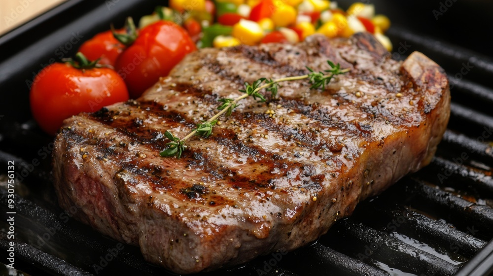 National cuisine of Australia: Australian marbled beef steak with chili salsa. National cuisine of Australia: Australian marbled beef steak with chili salsa.
