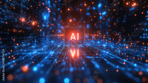 Inteligencia artificial como el centro de la tecnología mundial. Concepto de comunicación y desarrollo tecnológico.