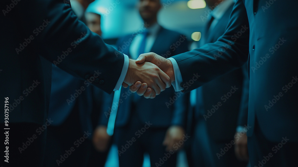Close-up of a handshake between business professionals in a corporate environment. Close-up of a handshake between business professionals in a corporate environment.