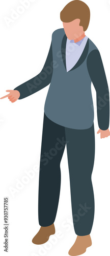 Businessman standing and pointing his finger to give directions