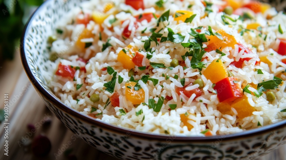 The national cuisine of Australia: Bright rice salad from Australia. The national cuisine of Australia: Bright rice salad from Australia.
