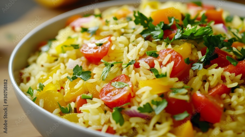 The national cuisine of Australia: Bright rice salad from Australia. The national cuisine of Australia: Bright rice salad from Australia.