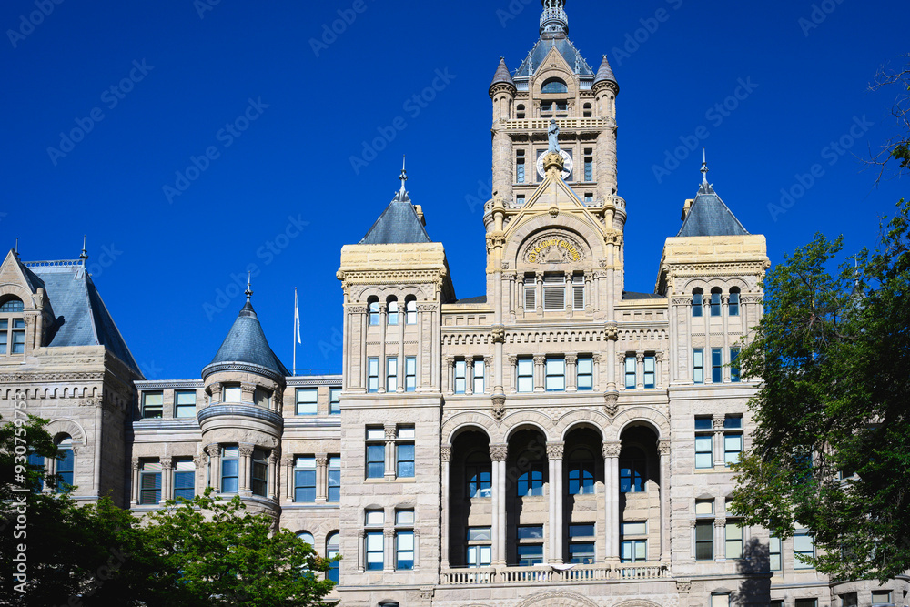 The Salt Lake City and County Building, historic Romanesque landmark architecture built in 1894 in Utah, USA The Salt Lake City and County Building, historic Romanesque landmark architecture built in 1894 in Utah, USA