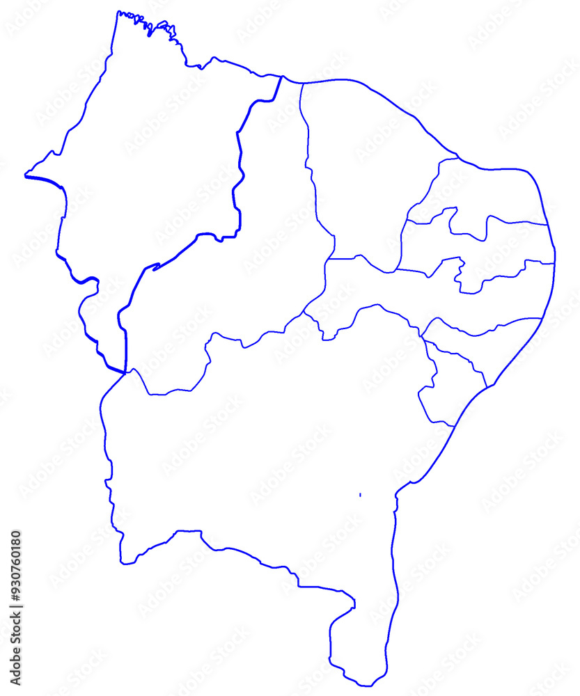 Obraz premium Brazil's northeast region map