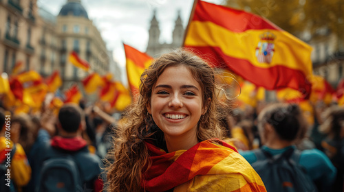 Manifestación en España, gran marcha pacífica por la unidad del pueblo español. photo