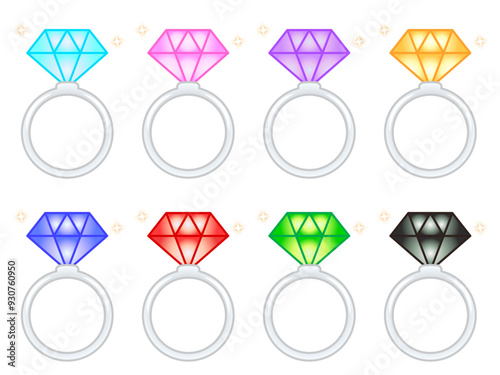 きらめくダイヤのついた結婚指輪のイラスト素材