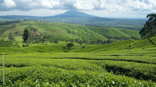 Wallpaper Mural Kenya Tea Plantation on the Slopes of Mount Kenya - Green Cultivation in Tropical Landscape Torontodigital.ca