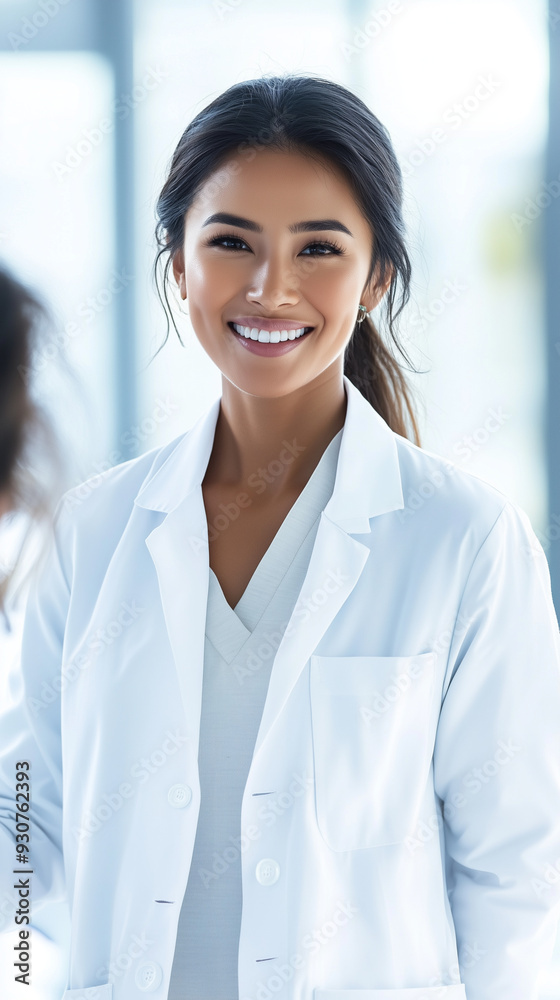 Smiling Doctor in White Coat with Stethoscope in Modern Medical Office Smiling Doctor in White Coat with Stethoscope in Modern Medical Office