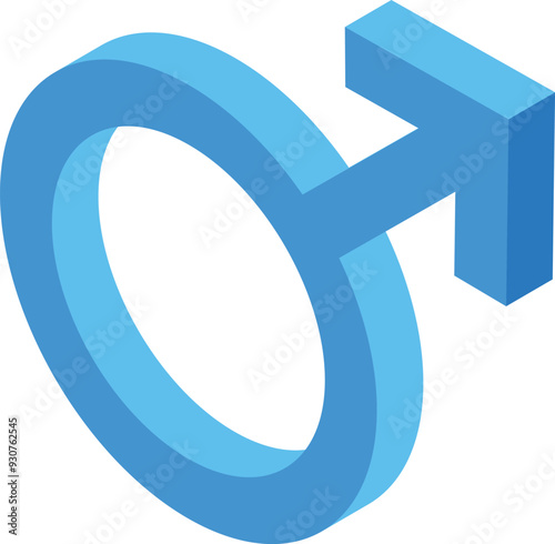 3d isometric blue male gender symbol representing masculinity