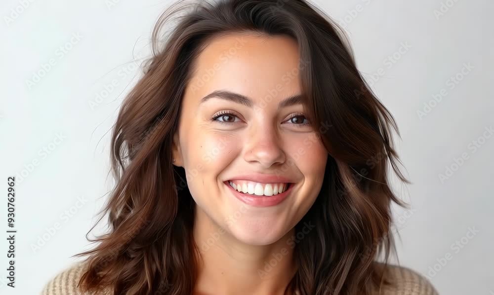 Portrait of a beautiful young woman smiling on a white background. Portrait of a beautiful young woman smiling on a white background.