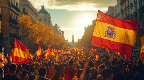 Manifestación del pueblo español en Madrid. Concepto de manifestación pacífica. photo