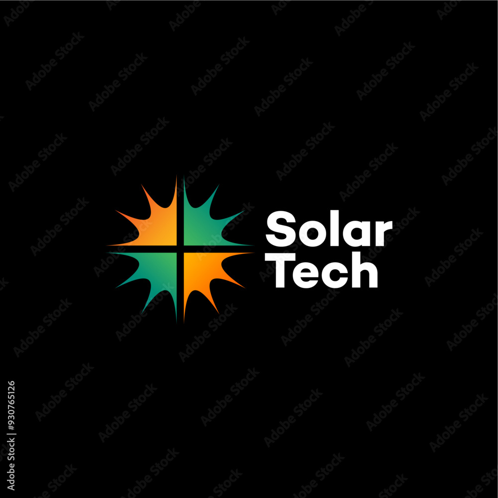 Obraz premium Solar tech energy logo design vector template editable
