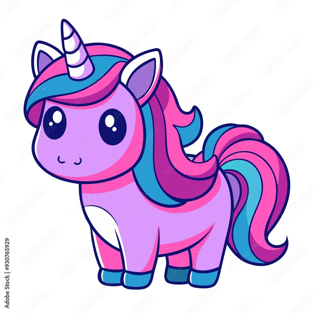 lovable unicorn sticker with a cute and funny vibe isolated on white background