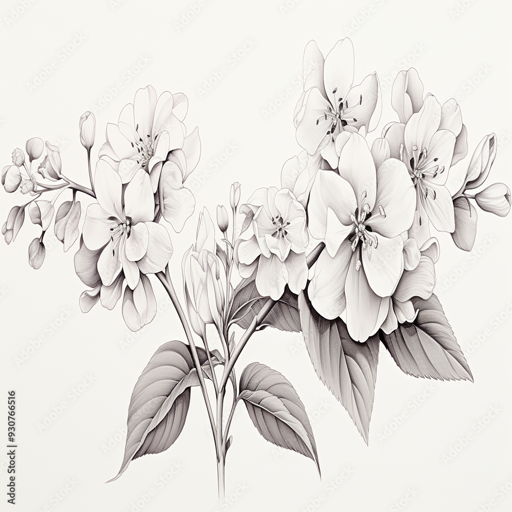 Obraz premium Vintage Floral Bouquet: Delicate Botanical Illustration with Pastel Hues and Intricate Details