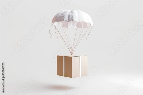 A box with a parachute attached, suitable for adventure or military use photo