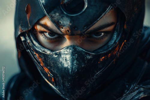 Fantasy Woman Character Wearing Mask with Vivid Stare Avatar Face Portrait