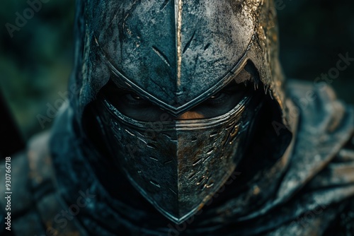 Fantasy Warrior Character Wearing Mask with Vivid Stare Avatar Face Portrait