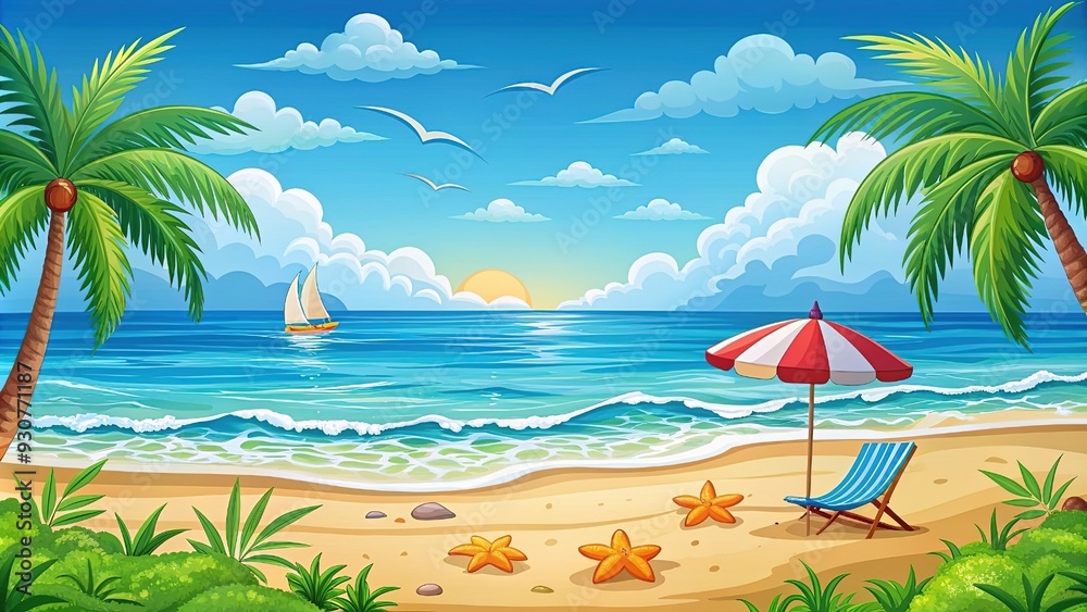 Lettering quote sea life, ocean, beach, summer vacation with cute cartoon starfish. Poster, print, postcard, sticker on a marine theme. I love sea Lettering quote sea life, ocean, beach, summer vacation with cute cartoon starfish. Poster, print, postcard, sticker on a marine theme. I love sea