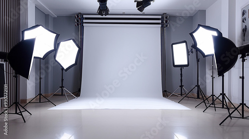 Photo studio with lighting equipment photo