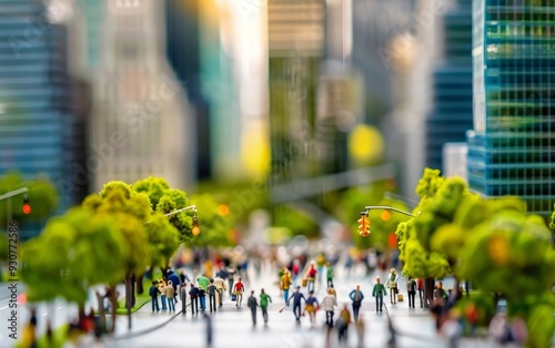 Wallpaper Mural A vibrant tilt-shift photograph captures the bustling miniature cityscape, accentuating the lively ambiance among tiny figures. Torontodigital.ca