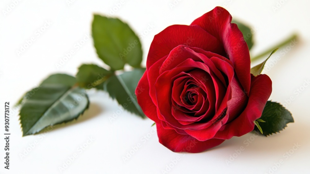 Vibrant Close-up Shot of Single Rose Flower on White Background - Stunning Floral Photography Vibrant Close-up Shot of Single Rose Flower on White Background - Stunning Floral Photography